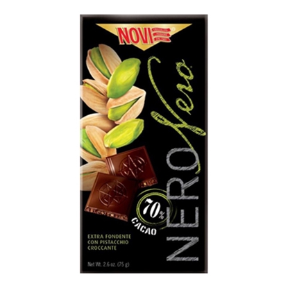 Picture of NOVI NERO 70% DARK CHOC PISTACCHIO 75GR